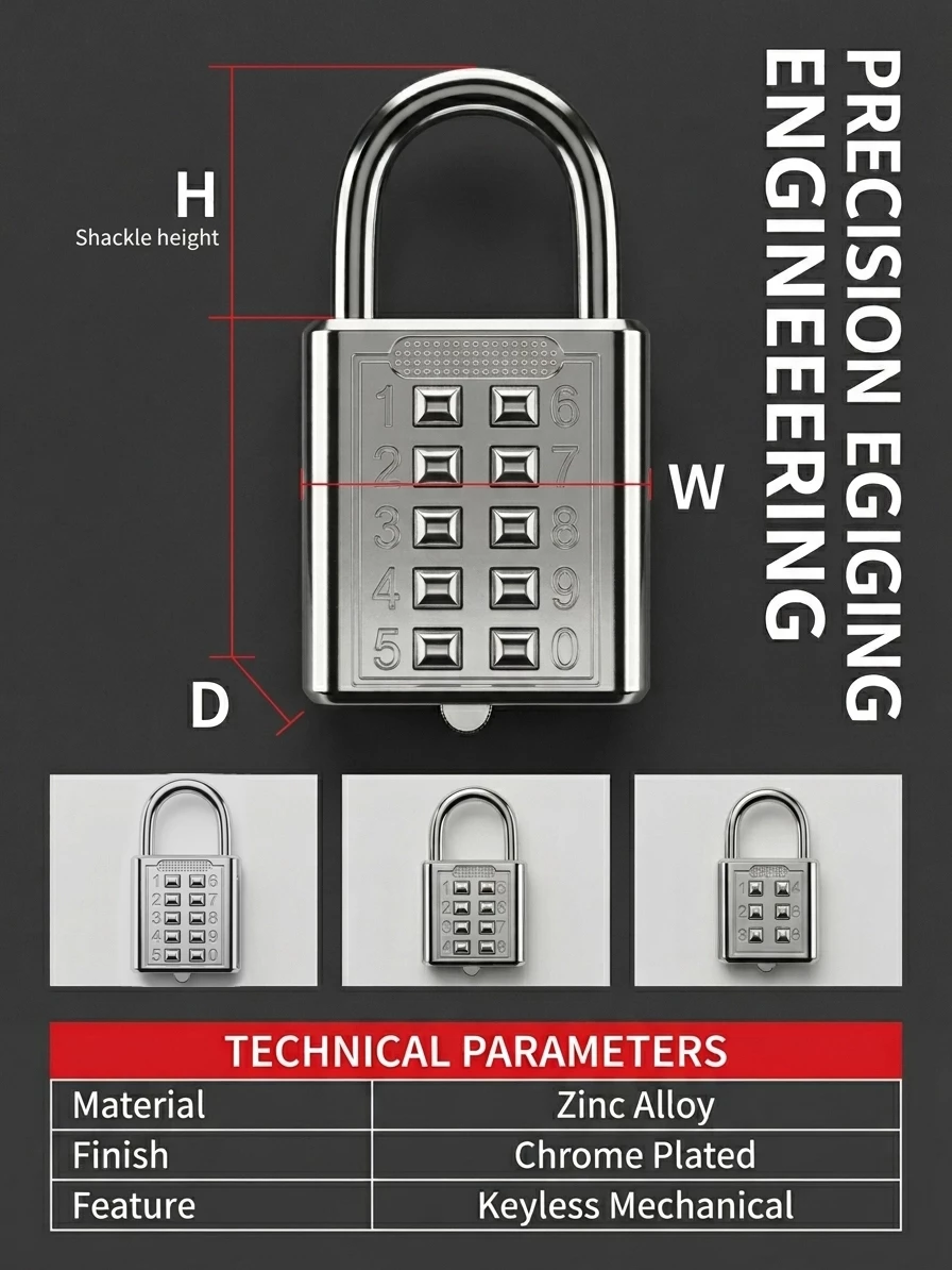 BESTGUARD Combination Padlock Keyless Security Lock Heavy Duty Zinc Alloy Weatherproof - Image 4