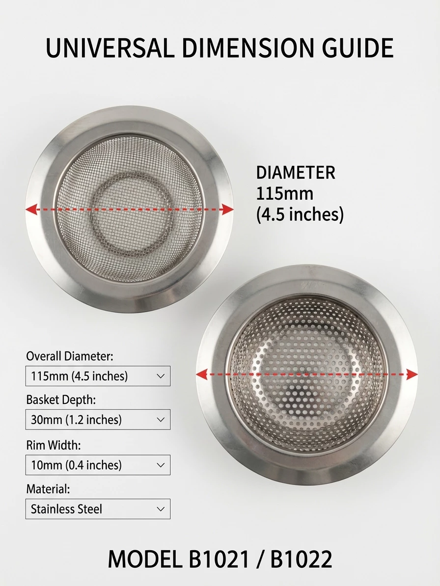 BESTGUARD 115mm Sink Strainer Stainless Steel Universal Drain Filter Dual Filtration - Image 5