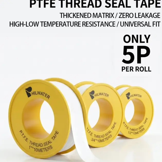 Bestguard PTFE Teflon Thread Seal Tape for Plumbing Pipe Leak Repair Water Seal 1/2 3/4 1in
