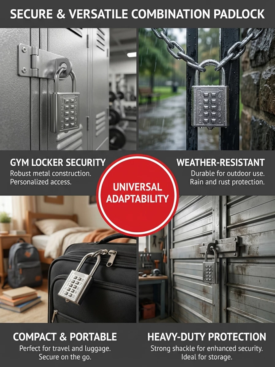 BESTGUARD Combination Padlock Keyless Security Lock Heavy Duty Zinc Alloy Weatherproof - Image 10