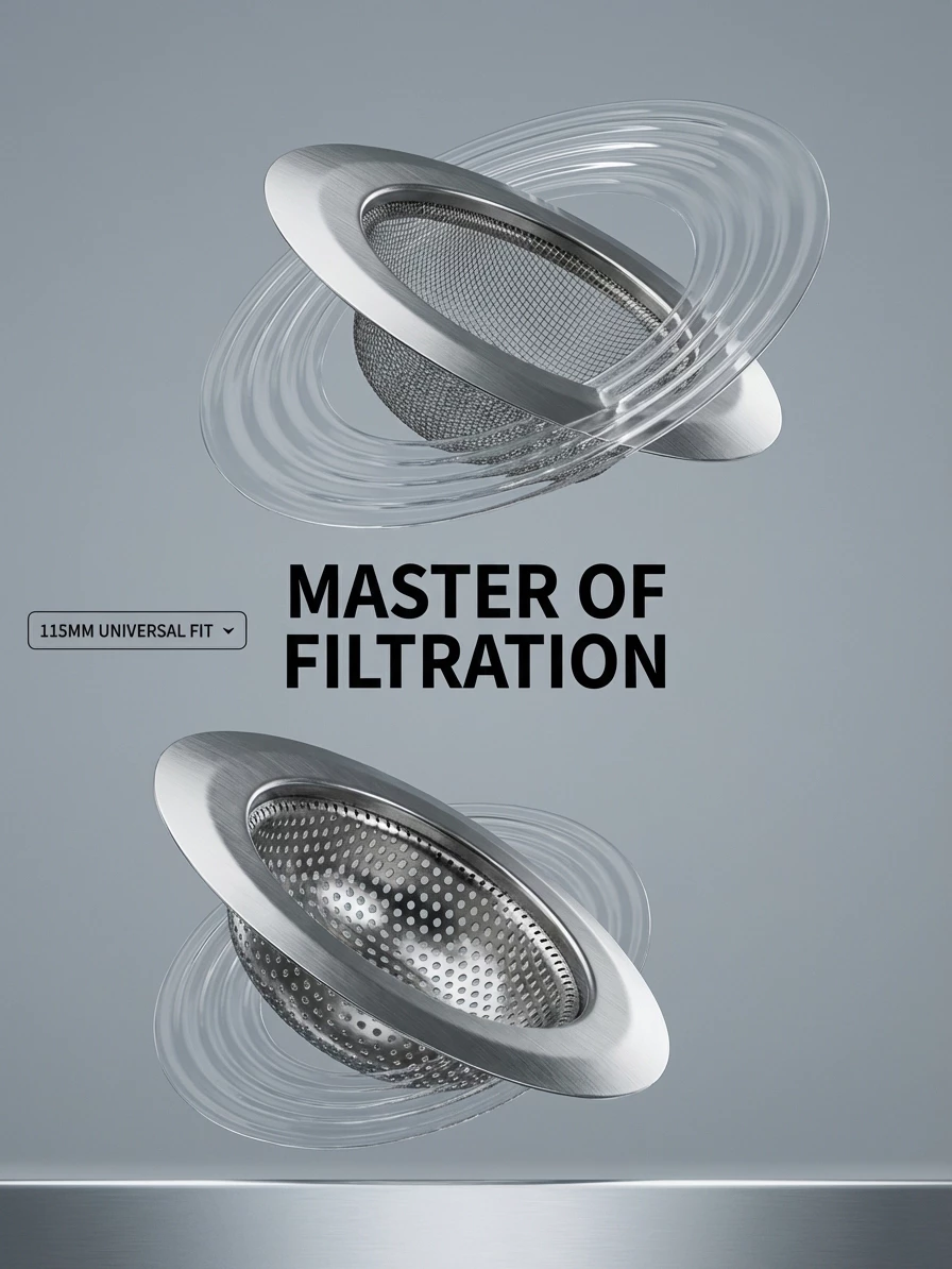 BESTGUARD 115mm Sink Strainer Stainless Steel Universal Drain Filter Dual Filtration - Image 4
