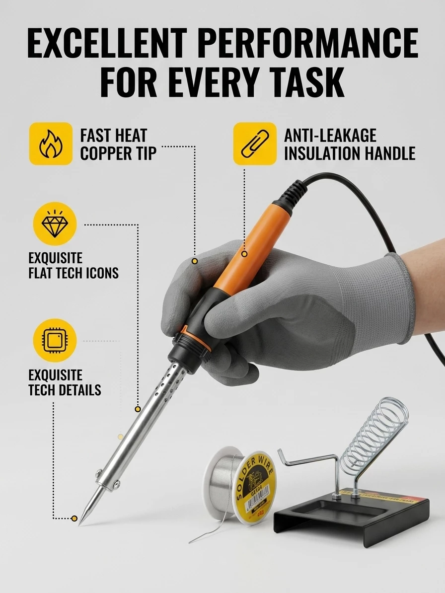 BESTGUARD 60W 220V Electric Soldering Iron Kit Fastening & Soldering Tools Heating Tool - Image 4