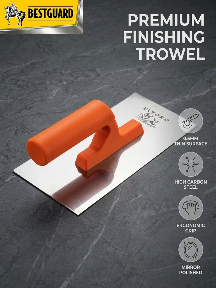 BESTGUARD Finishing Trowel Plastering Tool 250x110mm Stainless Steel Ergonomic Grip