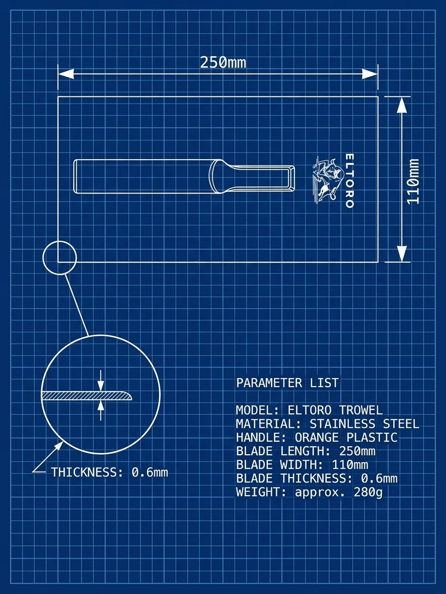 BESTGUARD Finishing Trowel Plastering Tool 250x110mm Stainless Steel Ergonomic Grip - Image 7